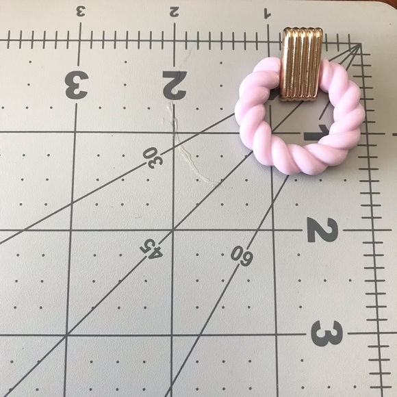 Baby Pink Circle Earrings - Picture 2 of 2
